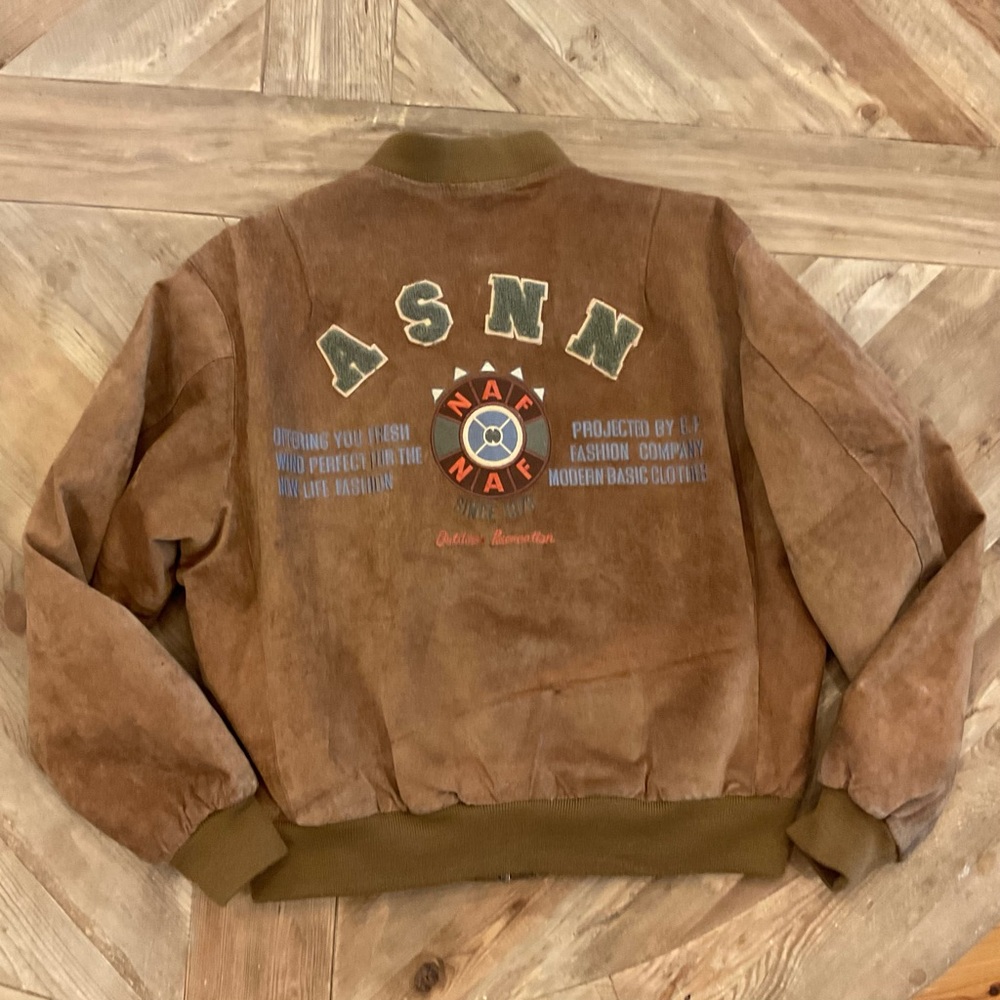 Vintage Retro Style NAF NAF Leather Flight Bomber Jacket